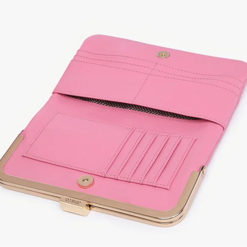 Jen & Co Sue Vegan Leather Wallet Pouch NWT in Bright Pink - Picture 2 of 4